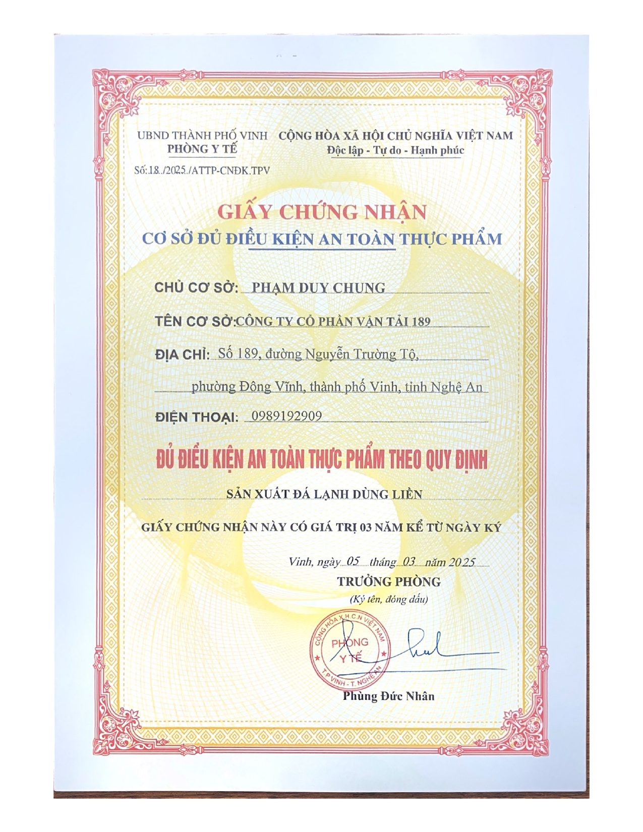 Giấy chứng nhận